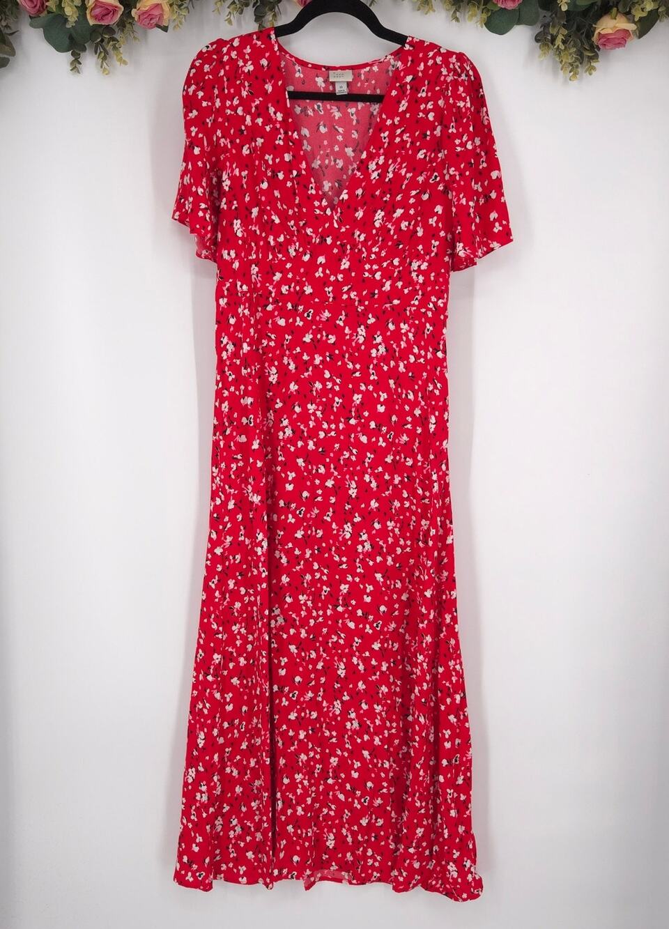 A New Day Red Floral Maxi Sundress Size 10